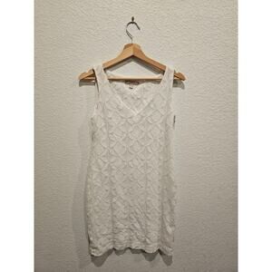 Banana Republic white crocheted v neck dress  sz 4